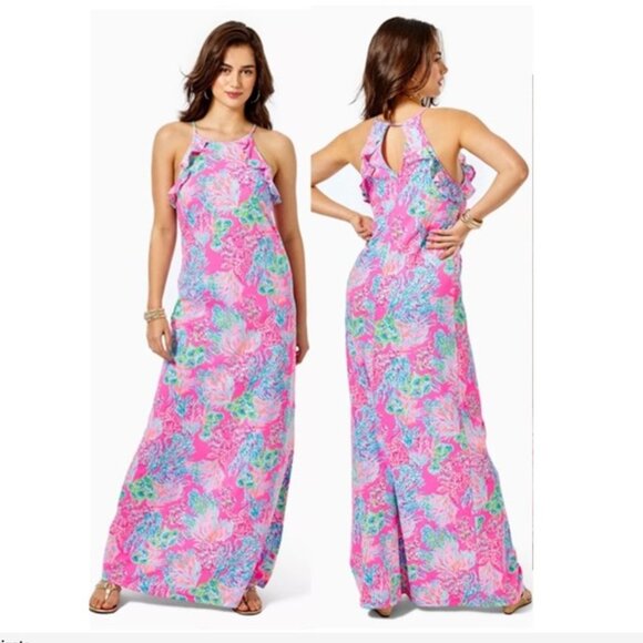 NWT Lilly Pulitzer Barbie Core Billie Maxi Dress Size Large in Prosecco Pink - Picture 1 of 10